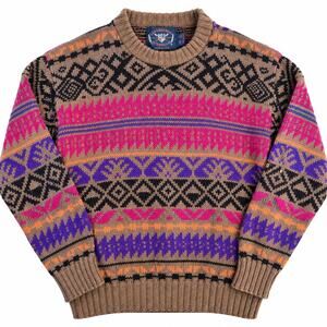 Vintage Lake Harmony Rowing Club Medium Fair Isle Sweater Made USA 90s